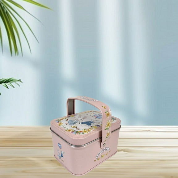 ZHANQUNE Rabbit Pattern Tin Box Handheld Cookie Candy Can Red Rabbit Baking Packaging Gift Box for Treats Storage Decoration