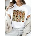 thumbnail image 2 of Women's Christmas Cupid Print T-Shirt, Crew Neck Short Sleeve Top with Medium Stretch, Sports Style for All Seasons, Christmas Tshirts, 2 of 8