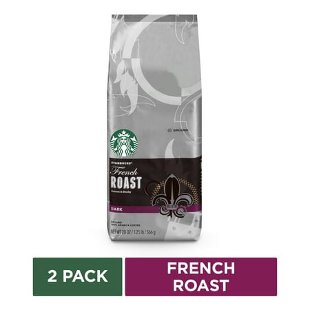 Starbucks French Roast Dark Roast Ground Coffee, Two 20-ounce