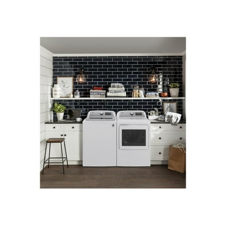 GE - 5 Cu. Ft. High-Efficiency Top Load Washer - White On White With Silver Backsplash
