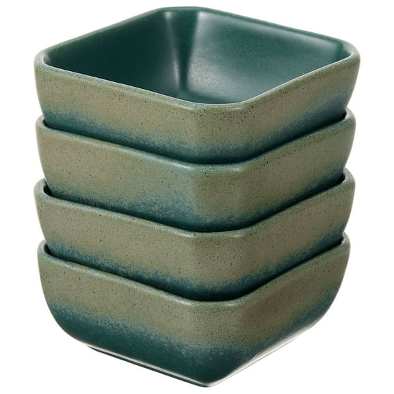 ifundom 4Pcs Ceramic Sauce Bowls re Shape Dark Green for Condiment Storage and Serving
