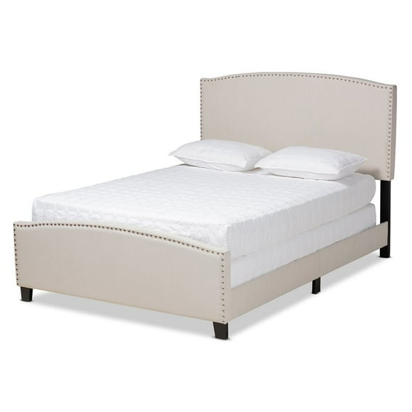 Baxton Studio Morgan King Size Beige Upholstered Panel Bed