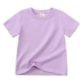 thumbnail image 3 of Lumtrix Boys Short Sleeve T-Shirts Oversize Crew Neck Top for Chlid Trendy Solid Color Cotton Clothes for Girl Light Purple 100, 3 of 3