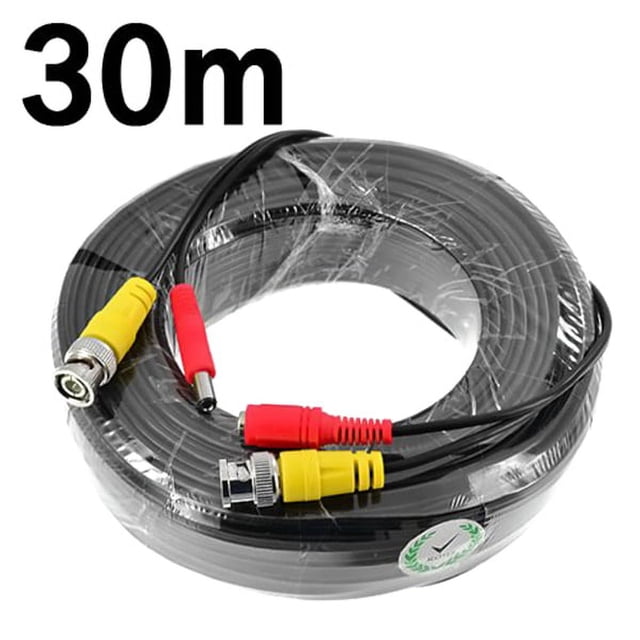 OULII Video Power Cable 1Pcs 30M Black for Cctv Camera Dvr Commercial Use