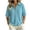 Light Blue, variant on GigrtiJin Women's Short Sleeve T Shirts Striped V Neck Collared T Shirts Womens Casual Pull On Cropped Outdoor Tees with Button