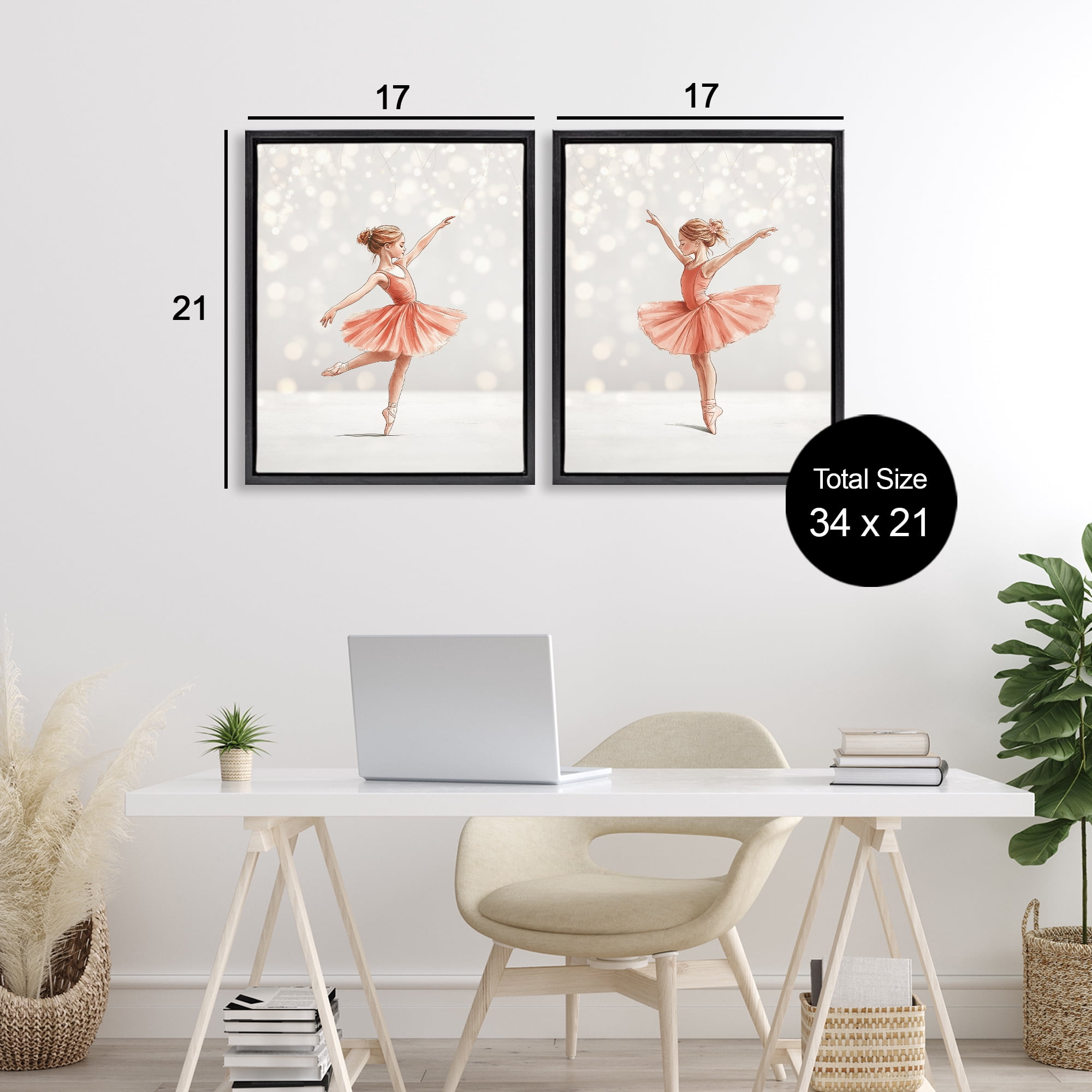 Stupell Industries Dancers In The Light 2 Piece Black Framed Floater Canvas Set, design by Christine Simpson Art