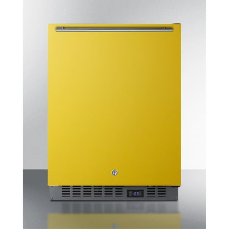 Built-in undercounter ADA compliantfrost-free freezer with saffron gold door  stainless steel handle  black cabinet  and digital controls