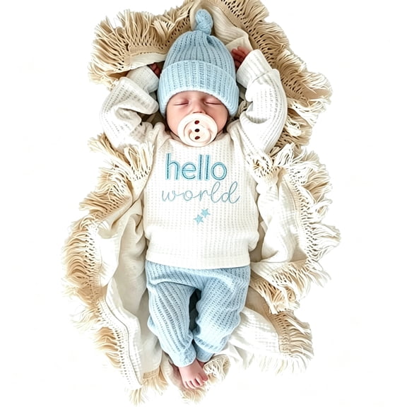 Ylsteed Newborn Baby Boy Girl Leisure Clothes Outfits Embroidery Long Sleeve Romper Bodysuit Baby Shower Coming Home Outfit Tops Pants Hat