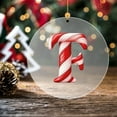 thumbnail image 3 of Xecvkr Alphabet Candy Cane Ornament Christmas Letter Tree Pendant Acrylic Red Santa Hat Decorative Holiday Hanging DIY Gift 2D 10cm 1pc, 3 of 5