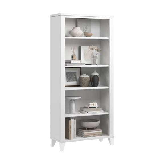 Bush Furniture Somerset 5 Shelf Tall Bookcase in White Finish