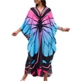 thumbnail image 2 of Stralyhd Plus Size Ladies V Neck Long Batwing Caftan Dress Summer Beach Cover Ups Wrinkle Resistant Floral Print Loose Fit Maxi Dress 2026 Blue One Size, 2 of 5