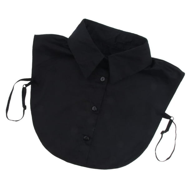 Collar falso de algodón con solapa para camisa, para mujer, cuello de blusa falso desmontable, babero Negro