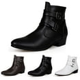 thumbnail image 3 of Oyedens Oxfords Dress Boots for Men Fashion Leather Pointed Toe Buckle Zipper Tuxedo Ankle Booties, 3 of 5