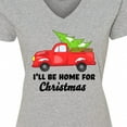 thumbnail image 4 of Inktastic I'll Be Home for Christmas Truck with Tree Women's V-Neck T-Shirt, 4 of 5