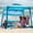 Gradient Blue, variant on Beach Cabana, 6.5'×6.5' Beach Canopy, Easy Set up and Take Down, Cabana Tent with Sand Pockets, Instant Sun Shade with Side Wall, Pink Leaf