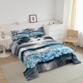 thumbnail image 2 of Ocean Comforter Set Queen Size Coastal Beach Bedding Comforter Sets Hawaiian Tropical Blue Ocean Wave Bedding Set Adults Summer Nature Sea Sky Bed Duvet Set Black Grey 3 Pcs, 2 of 6