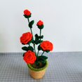 thumbnail image 1 of Mobiliario de interior de lana tejido a mano con flores artificiales en macetas, 1 of 5
