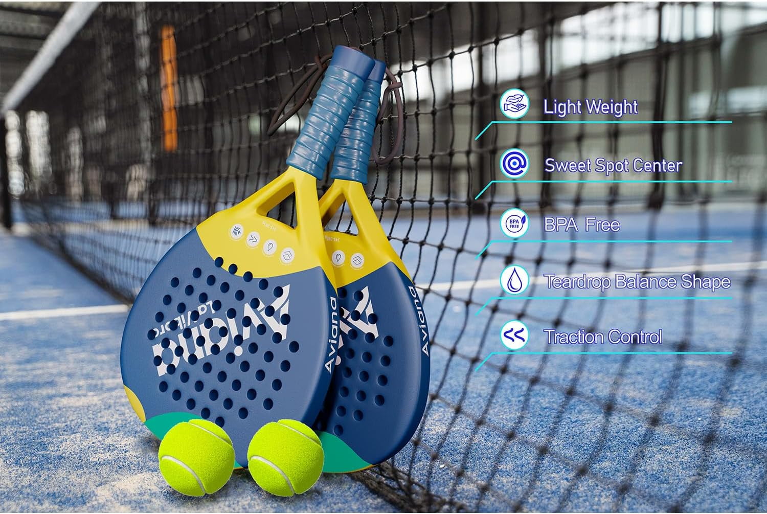 Padel Racket Rough Carbon Fiber Surface and EVA Memory Flex Foam Core, La Vibora Pala de Padel Tennis is an Ideal Paddle Racket for Beginner & Professional Players
