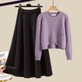 thumbnail image 2 of DHFJKG Women's 2 Piece Skirt Sets Spring Outfits Long Sleeve Crewneck Knitted Sweater Casual Long Skirt Casual Travel Versatile Outfit, 2 of 5