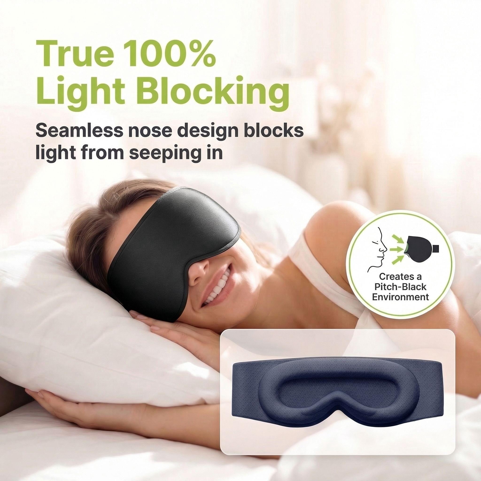 Weighted Sleep Mask, Blackout Eye Cover for Sleeping, 3D Contoured Lash-Friendly Design, Soft Memory Foam Padding, Full Coverage Strap for Side Sleepers, Office Nap, Travel, for Women and Men
