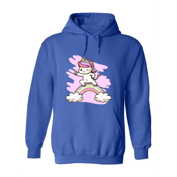 Cute Unicorn Above A Rainbow Hoodie Women -Image by Shutterstock, Female x-Large