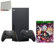 Angle View: Microsoft Xbox Series X 1TB Video Game Console with Extra Wireless Controller - Carbon Black - Demon Slayer: The Hinokami Chronicles and Microfiber Cleaning Cloth
