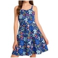 thumbnail image 2 of WRKEKC Girls Floral Dress Sleeveless Smocked Waist Adjustable Spaghetti Strap Casual Mini Dress for 7-16 Years, 2 of 6