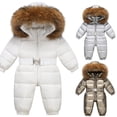 thumbnail image 2 of Monos de invierno para niña, chaqueta impermeable con capucha, mono cálido para niño niña, traje de esquí de piel sintética, traje de nieve para niño, 2 of 5