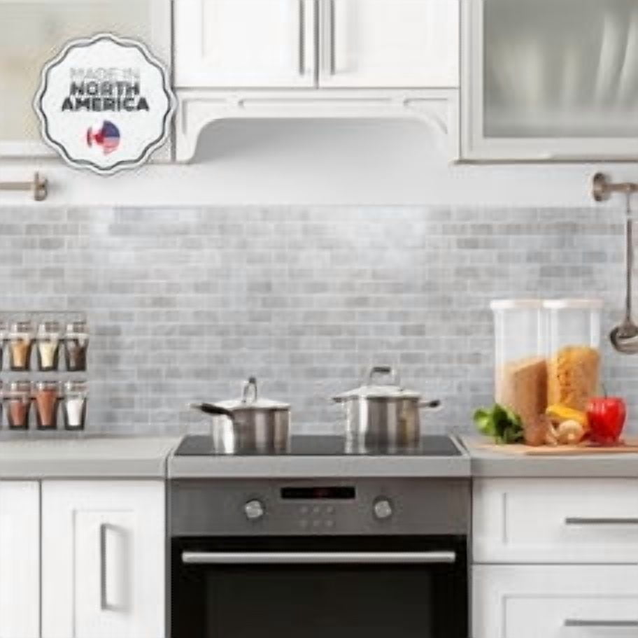 Smart Tiles Peel and Stick Backsplash, 10 Adhesive Tiles, Subway Grey, 10,95"x9,7"