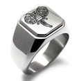 thumbnail image 1 of Stainless Steel Juggernaut Elephant Engraved Square Flat Top Biker Style Polished Ring, 1 of 1