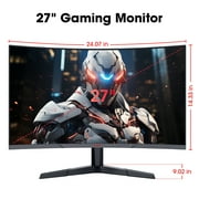 KOORUI 27 inch Curved Gaming Monitor, 180Hz FHD Computer Monitors, 99% sRGB, Adaptive-Sync