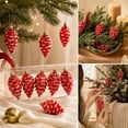 thumbnail image 5 of ZENVIVE Glittered Pinecone Christmas Ornaments, Set of 6 with Gold Caps and Hanging Loops, Festive Holiday Xmas Tree Party Home Indoor Display, Red Glitter, 5 of 5