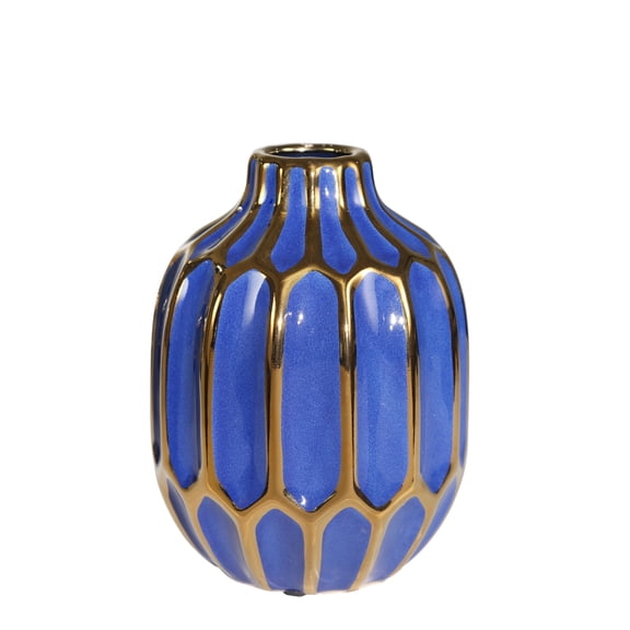 Sagebrook Home Ceramic 8"h Decorative Vase, Blue/gold