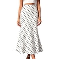 thumbnail image 2 of Uscallm Women's Polka Dot Midi Skirt High Low A-Line Maxi Casual Elegant Vacation Beach Skirts for Women, White S, 2 of 9