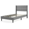 thumbnail image 1 of Costway Twin Bed Frame with Wingback Headboard Linen Upholstered Platform Bed Grey, 1 of 10