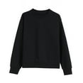 thumbnail image 3 of idosla Girls Oversized Crewneck Sweatshirts Kids Fashion Fleece Drop Shoulder Pullover 5-14 Years (Black, 11-12 Years), 3 of 5