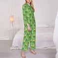 thumbnail image 2 of Bingfone Womens Pajama Sets Cartoon Frog And Lotus Leaf Print,Long Sleeve Loungewear Pajamas Set-X-Large, 2 of 8