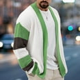 thumbnail image 5 of ohmzyzo Men's Loose Fit Knit Cardigans Casual Open Front Sweaters Daily Long Sleeve Knitting Coats Stylish Colorblocked Outerwear Green XL, 5 of 9