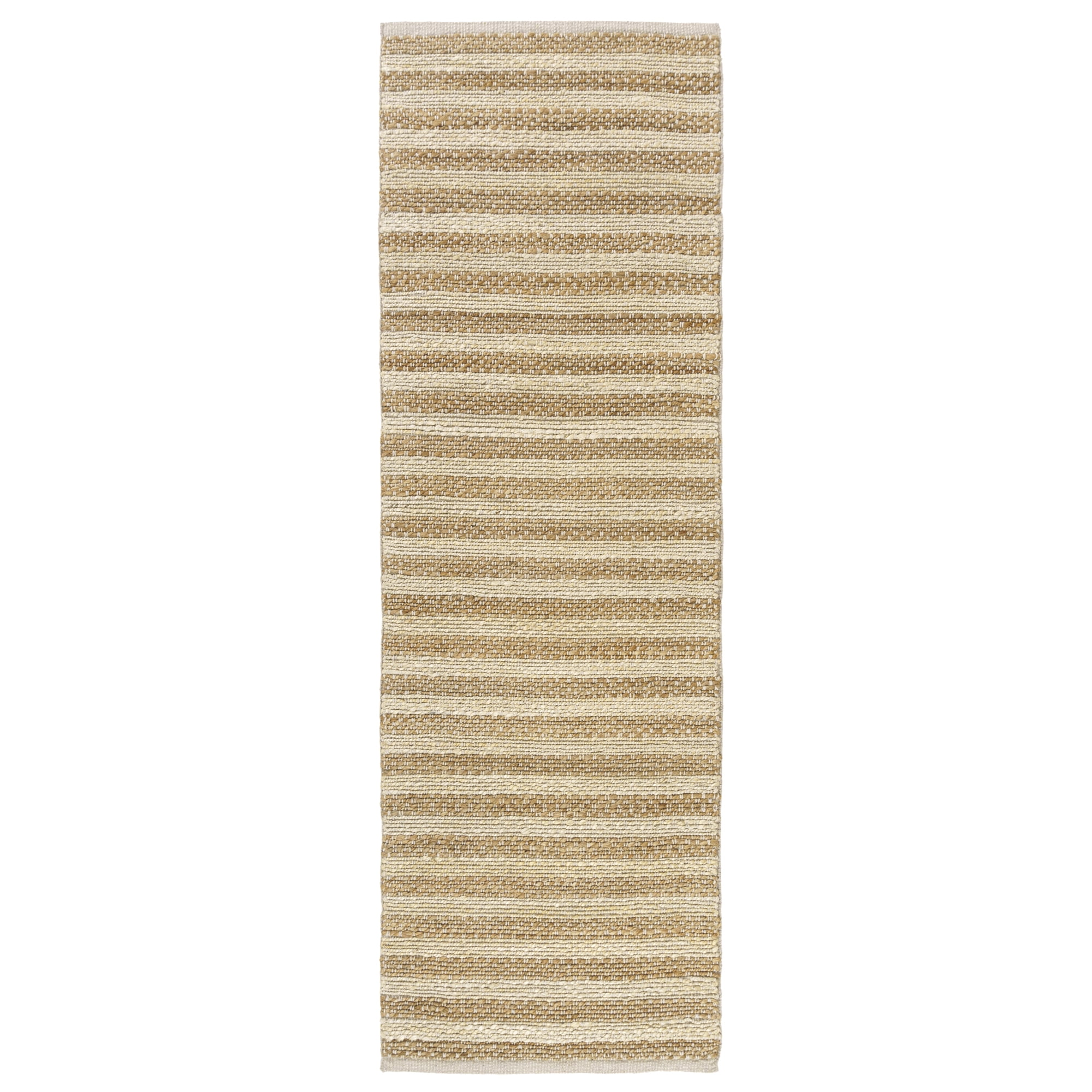 Ox Bay Ollie Striped Farmhouse Jute Hand-Woven Indoor Runner Rug, White/Natural, 2'6" x 7'9"