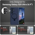 thumbnail image 4 of KOMI for Galaxy S25 Ultra Case with Stand, Slim Liquid Silicone Phone Cases for Samsung Galaxy S25 Ultra Compatible with MagSafe Magnetic Ring Kickstand Case Full Camera Protection, Midnight Blue, 4 of 5