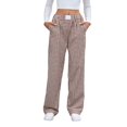thumbnail image 2 of Pantalones Bóxer A Rayas para Mujer, de Algodón, para Estar en Casa, Informales, A Cuadros, Estilo Y2K, con Bolsillos Color Café M, 2 of 9