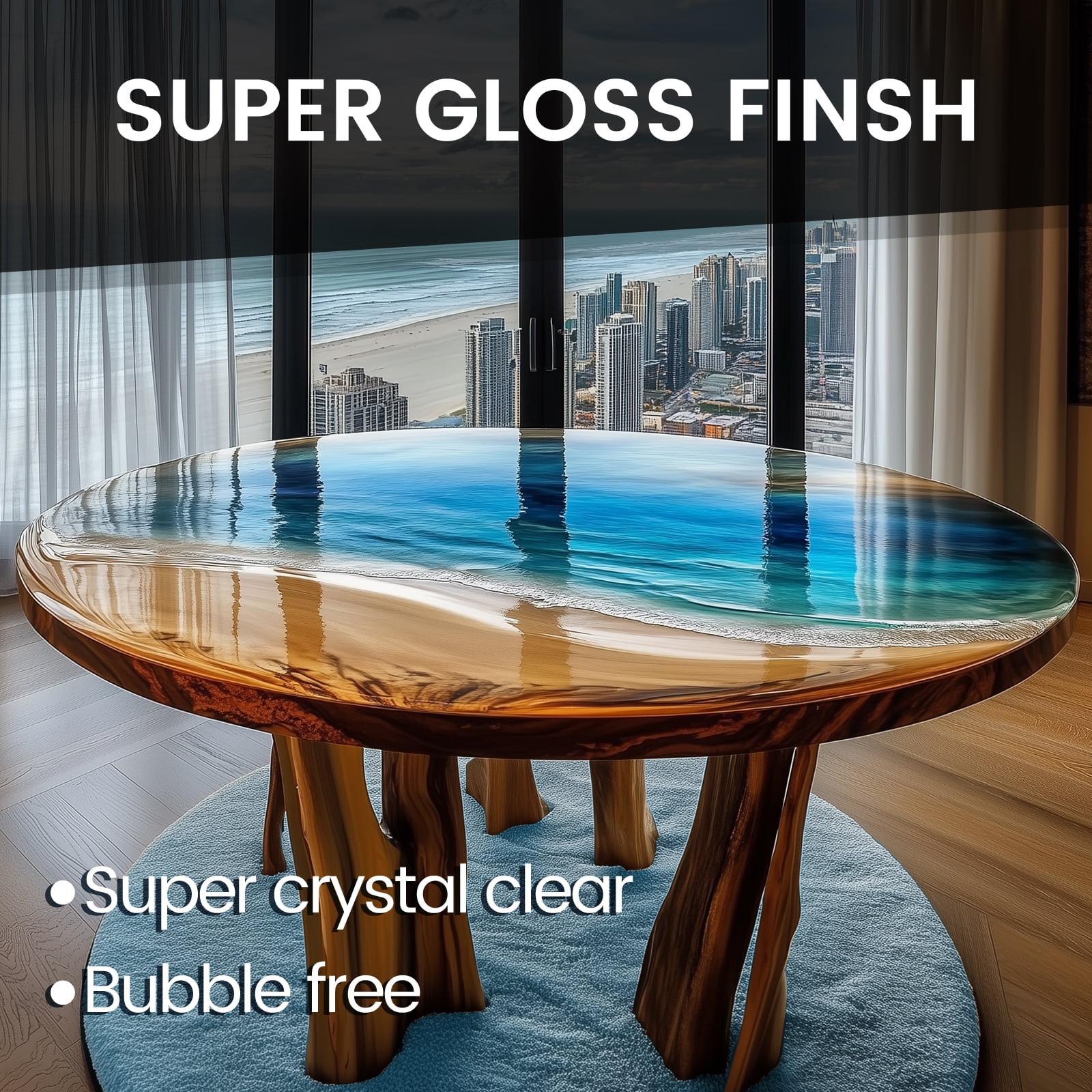 Panda Resin 1 Gal Table Top Epoxy Resin Kit, Super Gloss UV Resistant Self Leveling Food Safe for Wood Table Bar Surface Coating