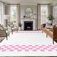 thumbnail image 2 of Minimalist Pink Washable Area Rug 5x7 Buffalo Check Plaid Farmhouse Farm Theme Low-Profile Large Area Rugs with Non Slip Backing Indoor Floor Carpet for Entrance Living Room Bedroom Home Office, 2 of 9