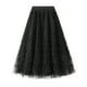 thumbnail image 4 of Falda vintage de malla con volantes hasta la pantorrilla para mujer - Falda tutú plisada de corte A y cintura alta (tallas M-L), 4 of 8