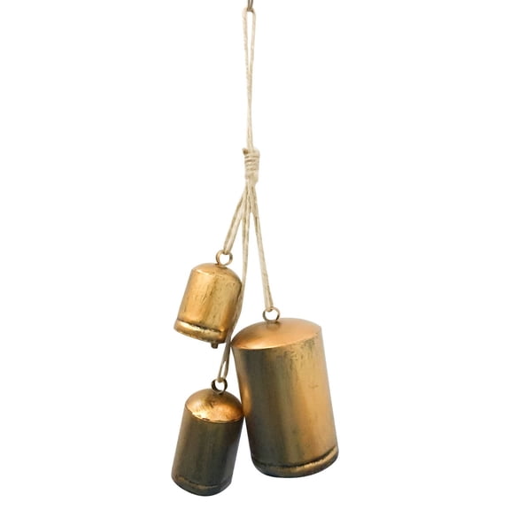 Christmas Bells Rustic Christmas Decor Vintage Style Brass Shabby Chic Decorations Brass Set of 3 Brass
