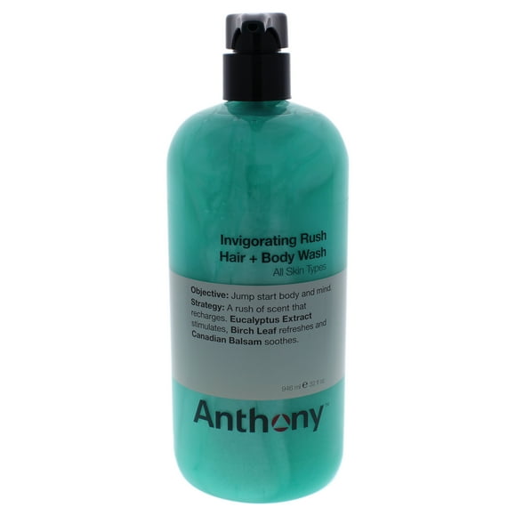 Nettoyant pour Cheveux et Corps Revigorant Rush par Anthony pour Unisexe - Gel Douche 32 oz