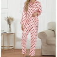 thumbnail image 6 of Pajamas for Women Trendy Long Sleeve Shirt Pants 2 Piece Women Pjs Sets,A2-Pink,M, 6 of 7