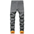 thumbnail image 5 of Frontwalk Men Denim Pants Thicken Plush Trousers Mid Waist Jeans Sport Casual Bottoms Zipper Gray 36, 5 of 8
