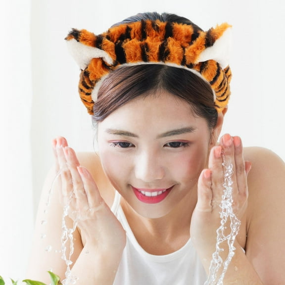 BESTYASH Cute Plush Tiger Animal Headband for Skincare and Party Accessories