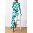 thumbnail image 4 of Vestido PRETTYGARDEN Bodycon Maxi con Estampado Floral y Mangas Largas Talla S, 4 of 8